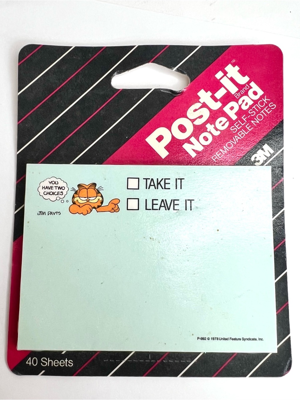 Vintage 1990 Garfield 3M Post-it Notes Sealed NOS Take It Leave It HP-992